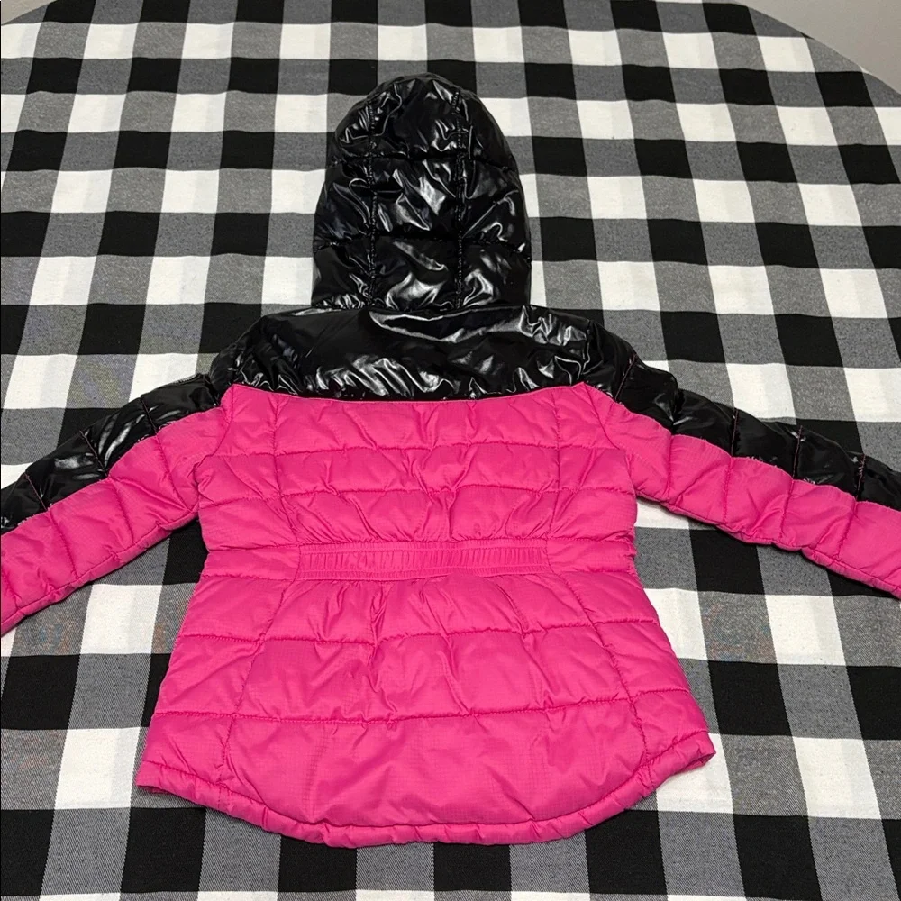Nike Puffer Quilted Chevron Pink Black Hooded Coat Jacket Sz 2- 3T Girl Toddler